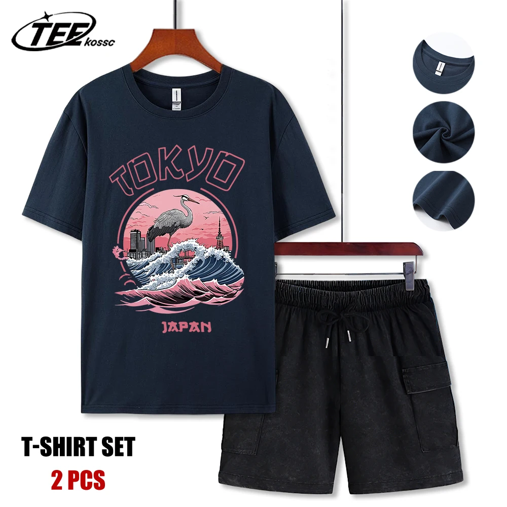 

Мужская летняя футболка с принтом «Волны Харадзюку» (Токио, Япония), хлопок, универсальная, с круглым вырезом, короткий рукав, повседневная свободная одежда