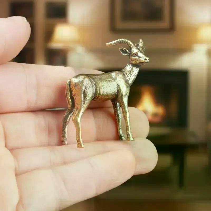 Vintage Brass Leader Sheep Statue Desktop Ornament Metal Cute Figurines Miniatures Home And Office Decoration Car Ornaments