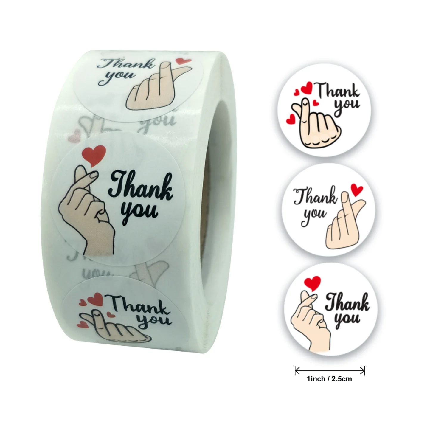 1 Inch round Thank You Stickers Roll - Self Adhesive Floral Kraft Decorative Sealing Labels for Small Business Gift Packaging