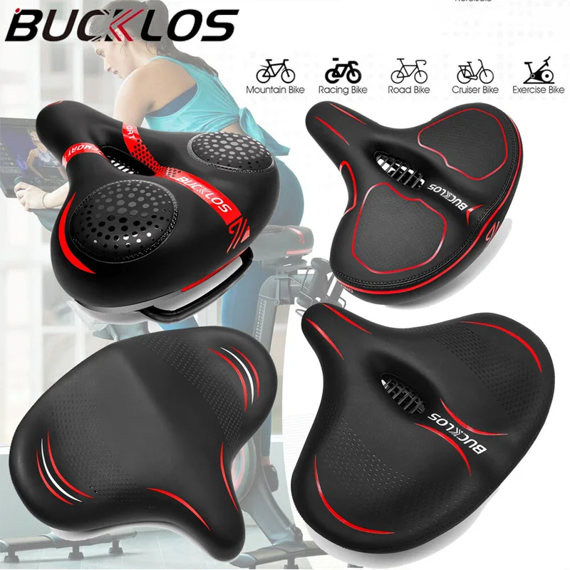 BUCKLOS MTB Road Bike Saddle Widen Big Bum E-Bike Seat Cushion Ergonomic Comfortable Men Women Bicycle Seat