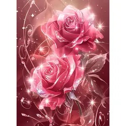 RUOPOTY 5D DIY Pink Crystal Rose Full Round/Square Diamond Painting Rhinestone Home Craft Kit Modern Home Furnishing Decoration