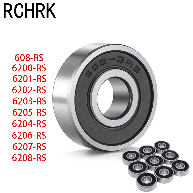 608 6200 6201 6202 6203 6204 6205 6206 6207 6208 RS 2RS Skateboard Double Shielded Ball Bearings Small Bearing Replacement Parts