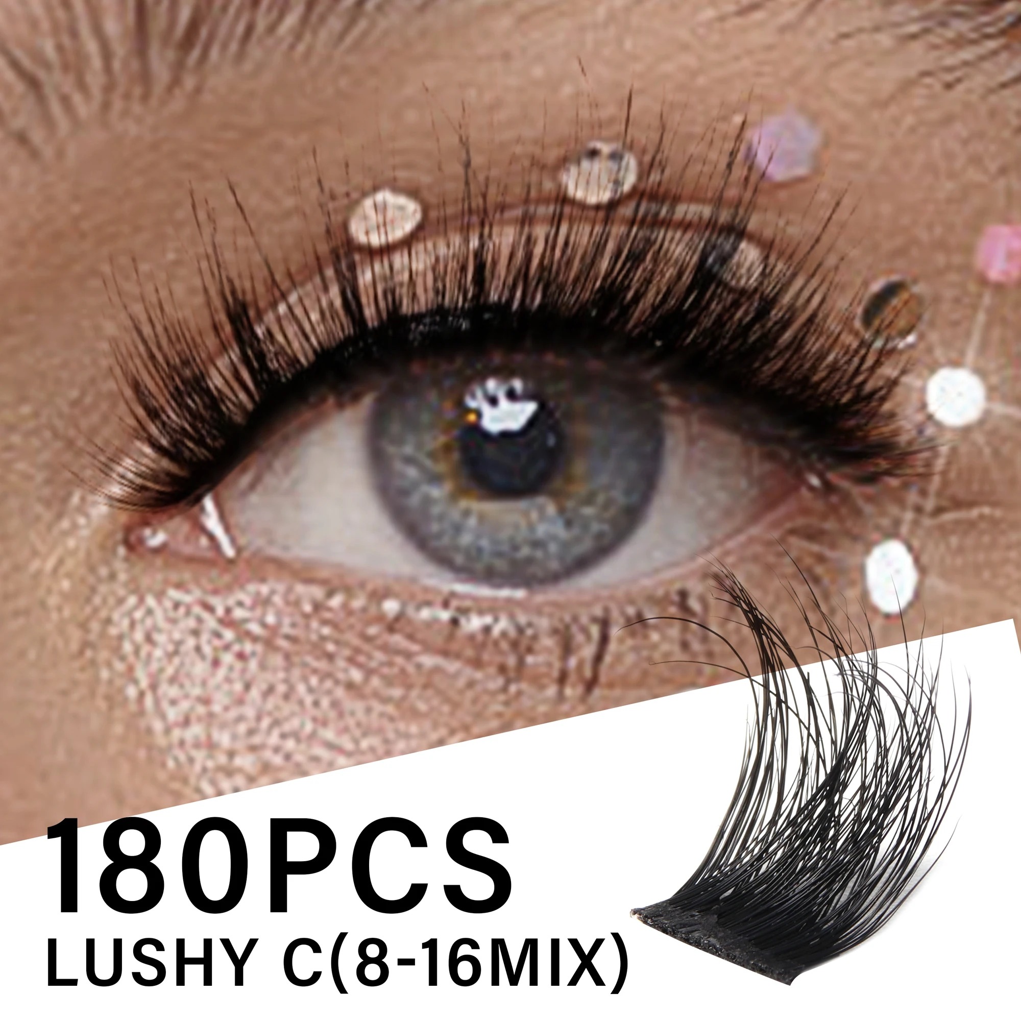 Wimperncluster, 0,05 mm, einzelne Wimpern, 3D-Wispy-Wimpernverlängerung, 0,1 mm, superdünnes Band, wiederverwendbare natürliche Wimpern, 8–16 Mischung – Detail 10