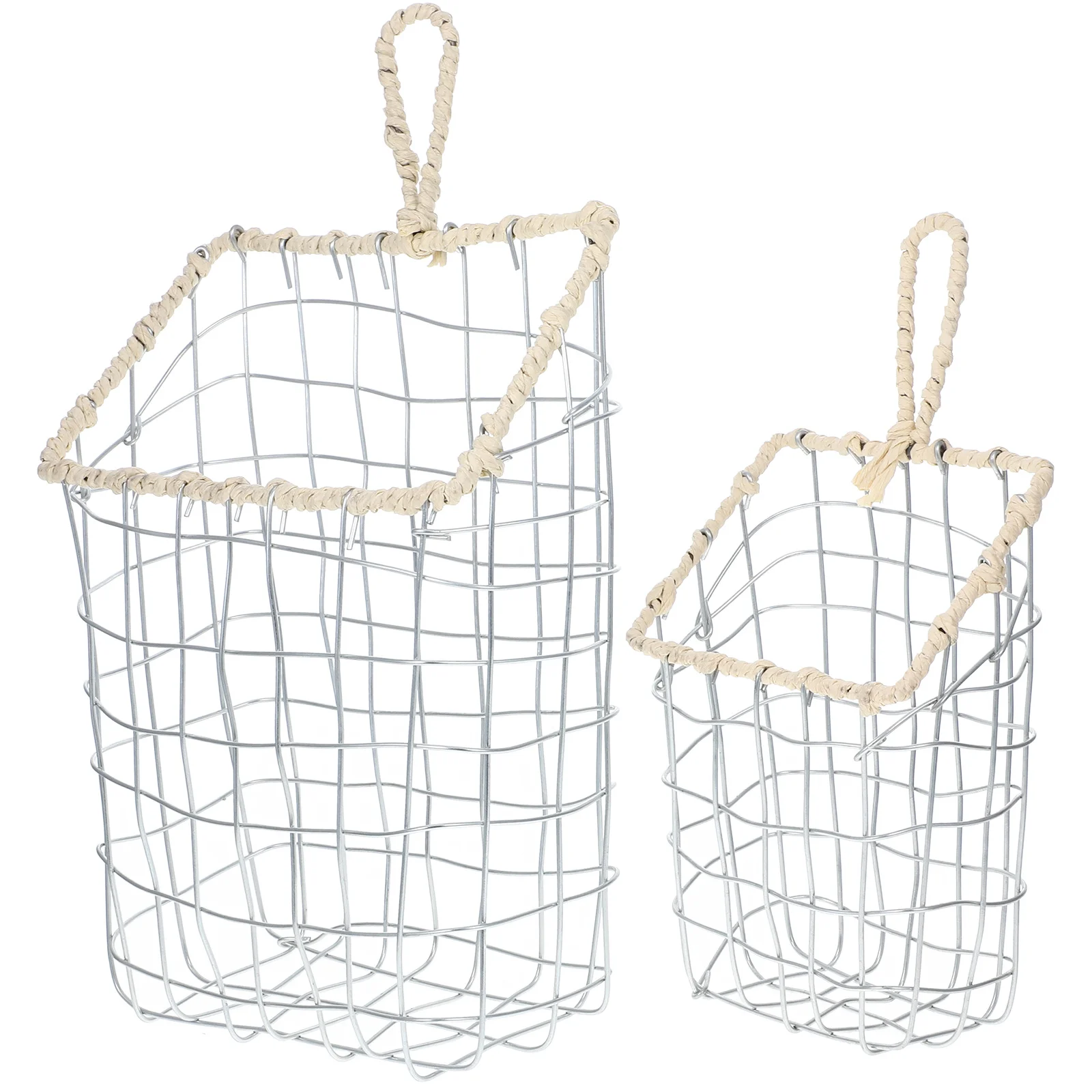 

2Pcs Handwoven Wire Baskets Lightweight Storage for Fruits Bread Vegetables Creative Kitchen Supplies Cleaning Basket