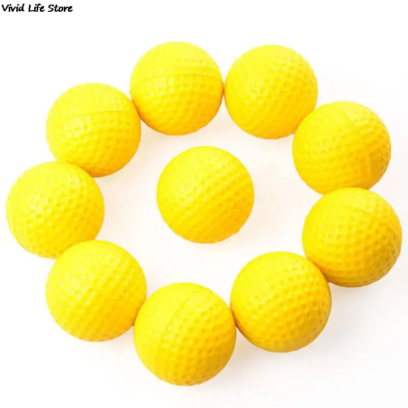 10PCS High Quality Plastic Golf Ball Outdoor Sports Yellow Soft Elastic Golf Balls Golf Practice Training Balls Training Aid