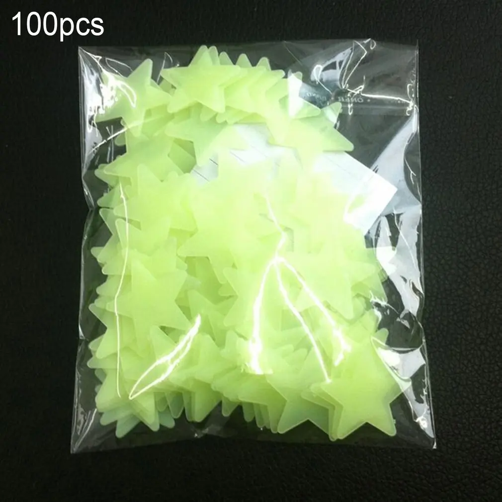 3CM 100PCS Star Luminous Wall Sticker Luminous Dark Place Star Wall Stickers Fluorescent 3D Bedroom Ceiling Home Kids Wholesale