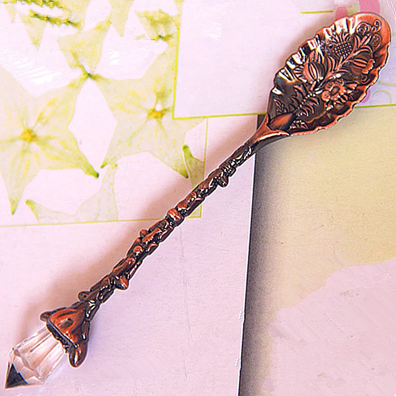 Crystal Vintage Pattern Small Coffee Tea Mini Spoon Mixing Gold Silver Spoon Cafeteria Station Accessories High Quality Retro