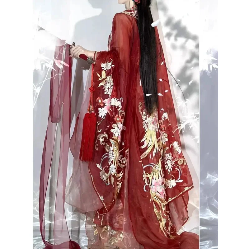 중국 여성 당나라 고대 전통 결혼식 빨간색 자수 드레스 코스프레 의상 Hanfu Party Outfitv;2,r'6;t.