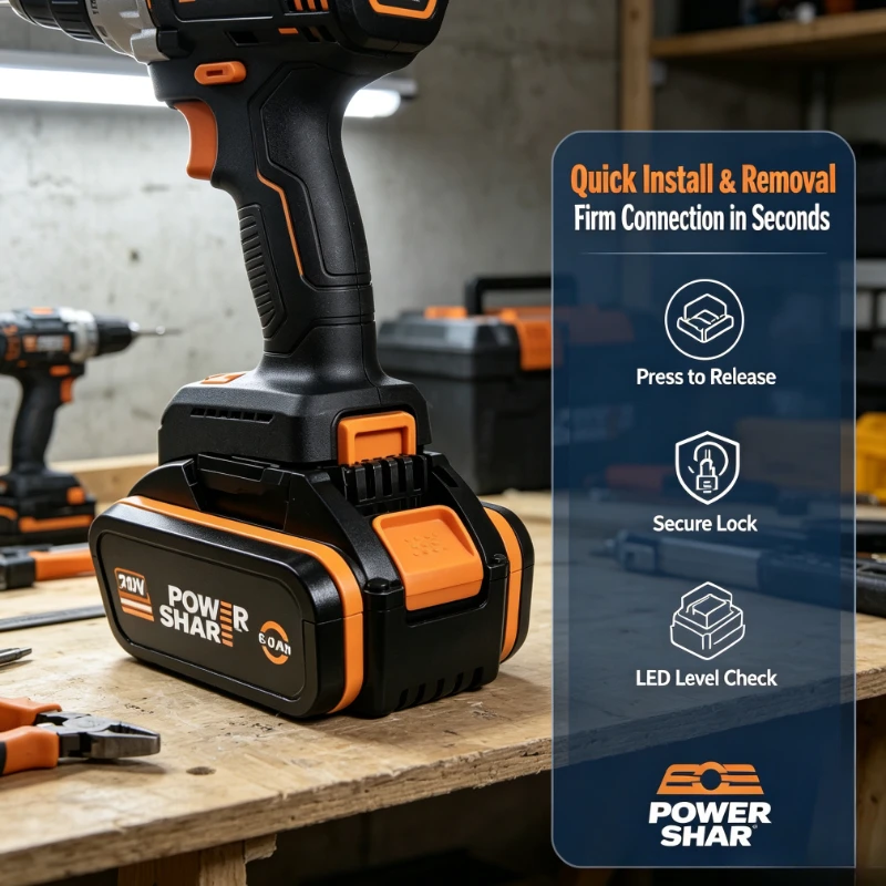 100% Genuine WORX 20V 8.0Ah Battery Pack WA3553.1 PowerShare System Compatible with WORX Leaf Blower Grass Trimmer WG163