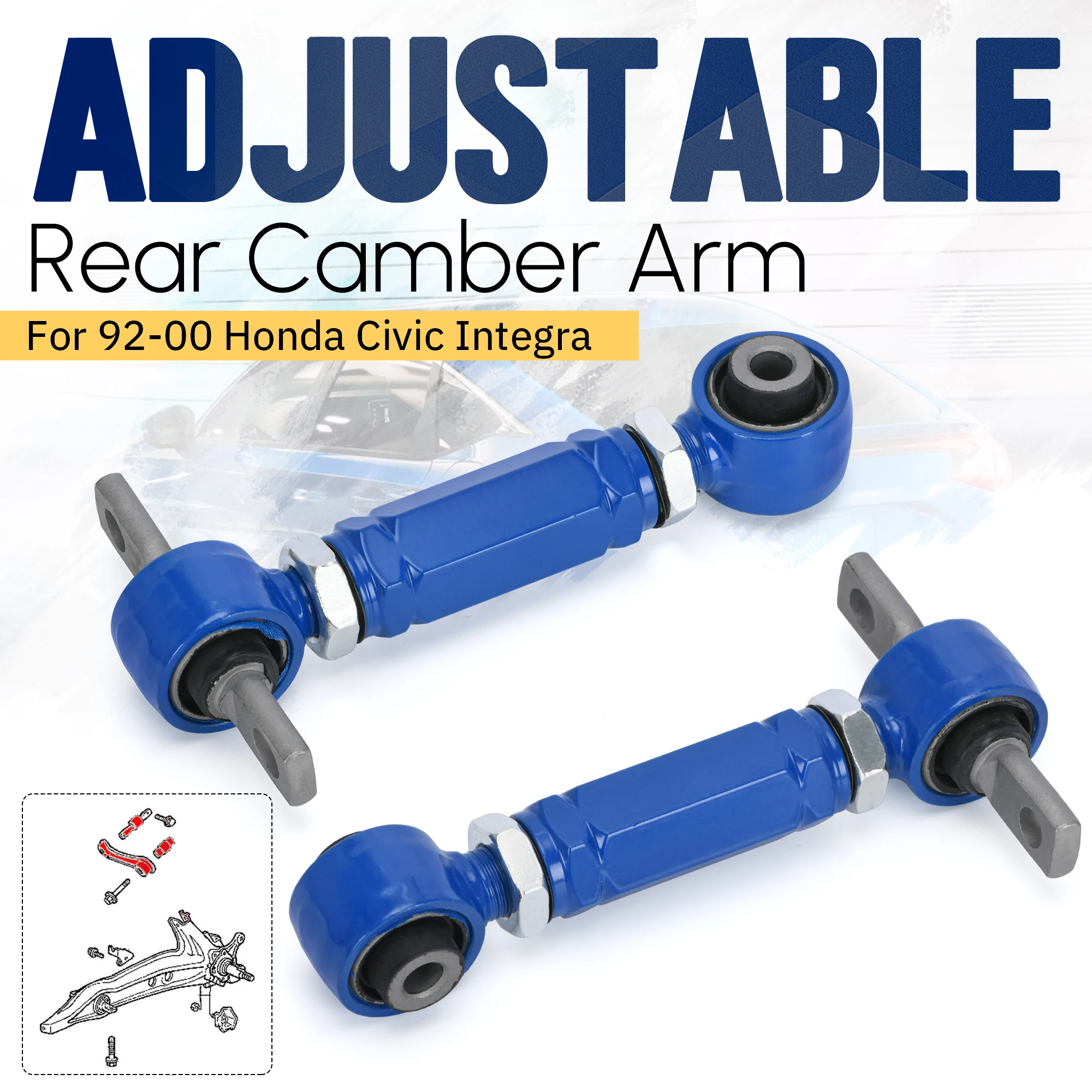 VR - REAR ADJ.C ARM FOR HONDA CIVIC 92-00 INTEGRA EG REAR ADJUSTABLE CAMBER ARMS KIT VR9802