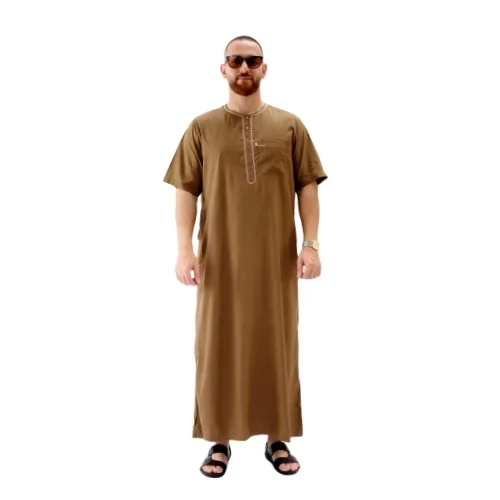 2025 Oem American Men's Short-Sleeved Robes Cross-Border Arab Wholesale Plus Size Clothing Summer Embroidered Adult Robes