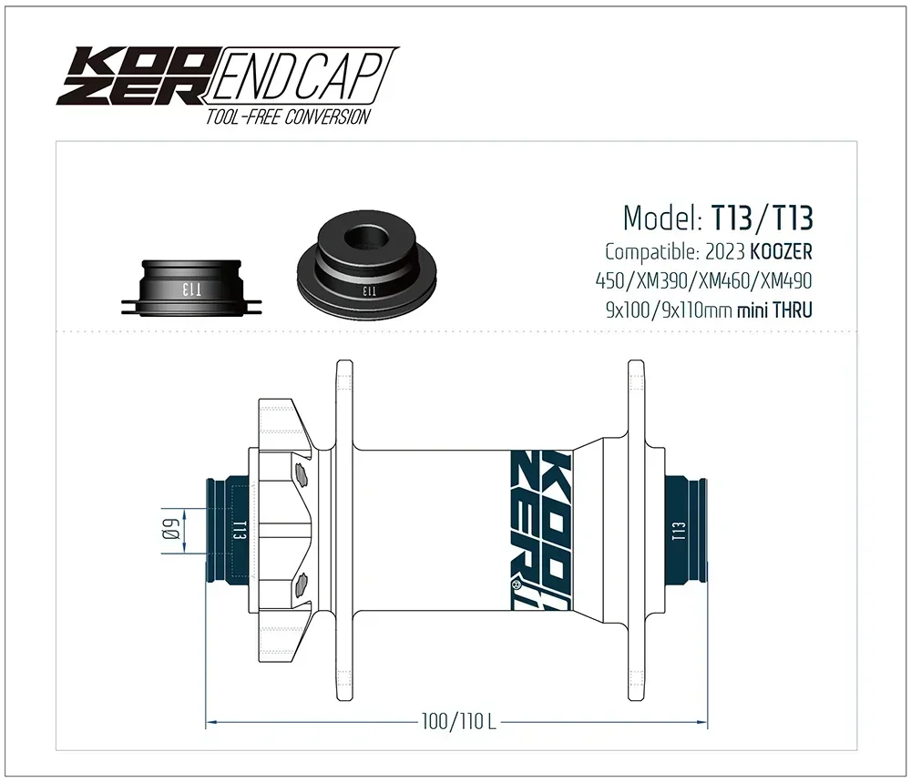 Koozer XM490/460/450 Naben-Endkappen-Adapter: Für 5x100 - 110 * 148, Fahrradzubehör – Detail 3
