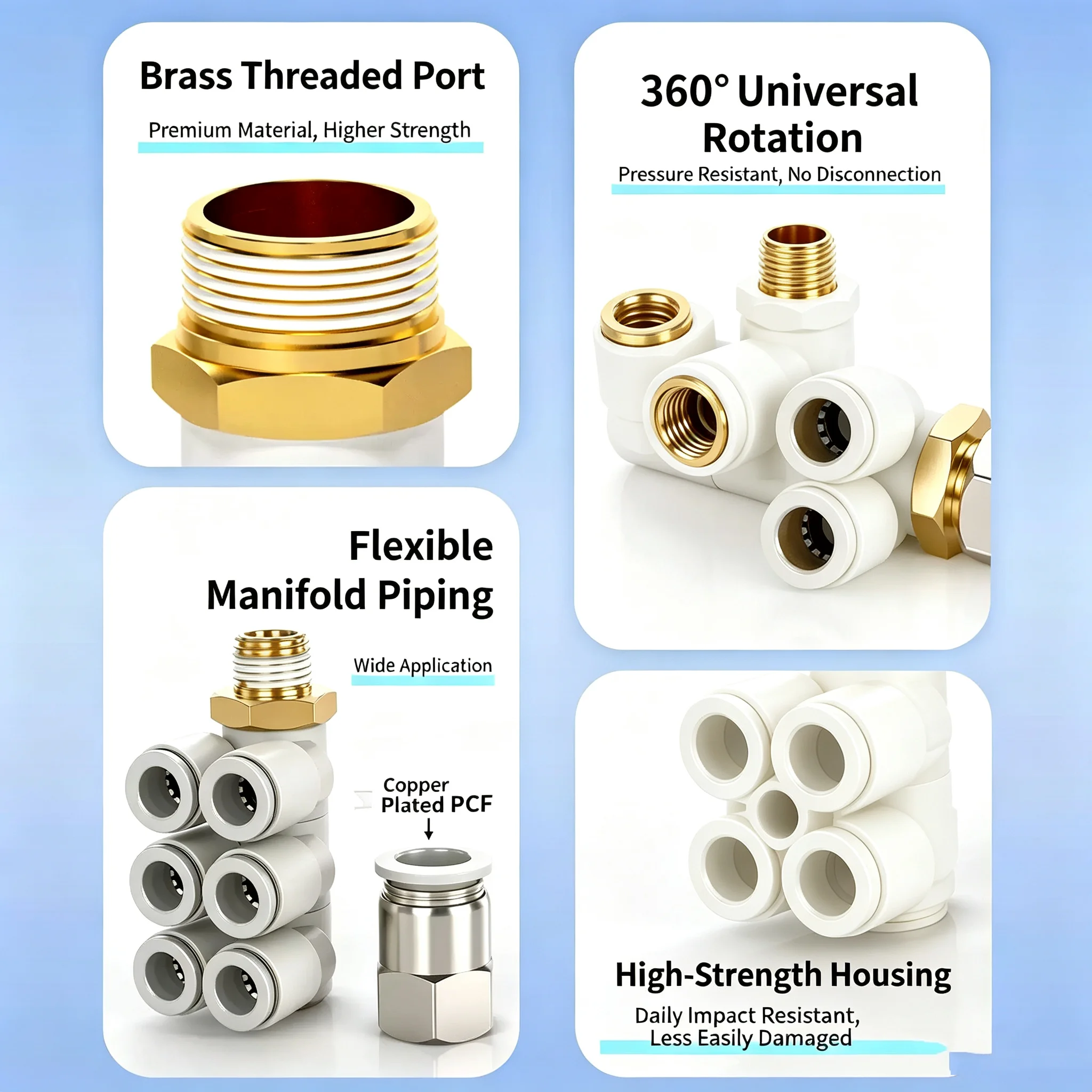 Pipe Joint 4/6/8/10/12mm One-In-Six-Out Rotatable for Automotive And Tools Universal Seven-Way Double Row Quick Plug Air