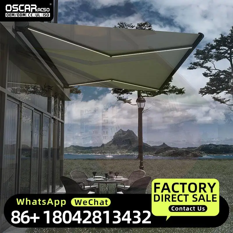 Folding  Manual Telescopic Feature Motorized Design Patio Shade Outdoor Canopy 6M 4M For US Gardens Patios Retractable Awning