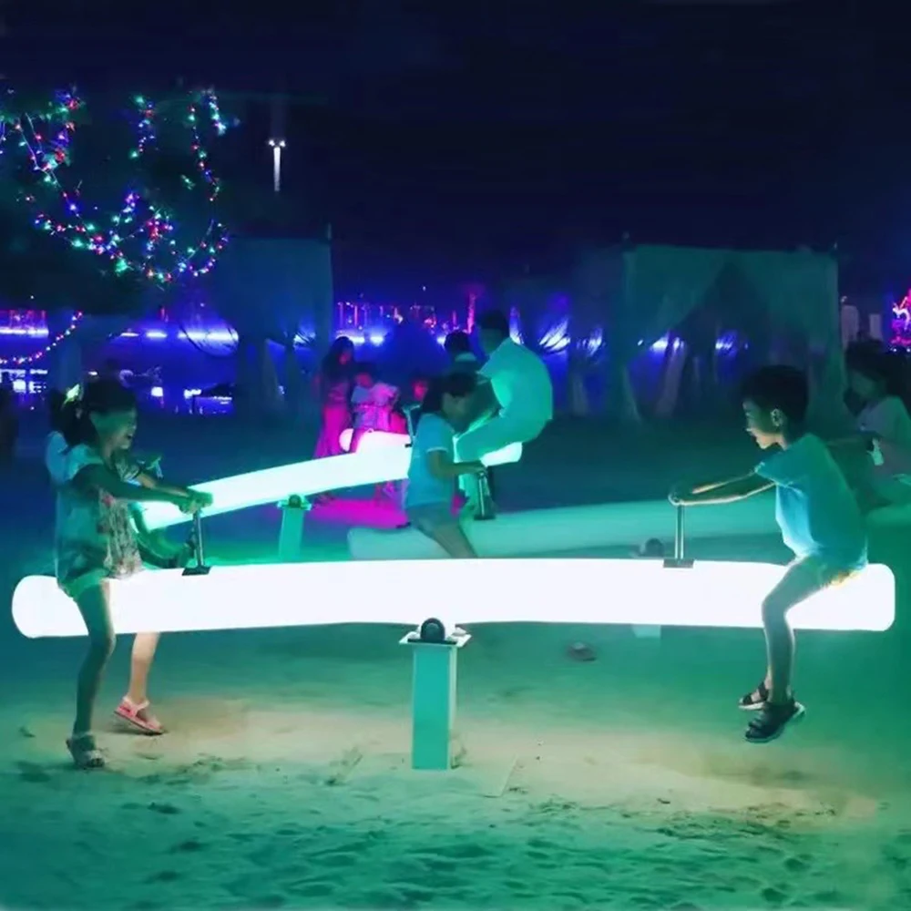2027 Commercial Outdoor Garden Terrace Children's Adult Seesaw Rgb Color Changing Lighting Seesaw Amusement Park