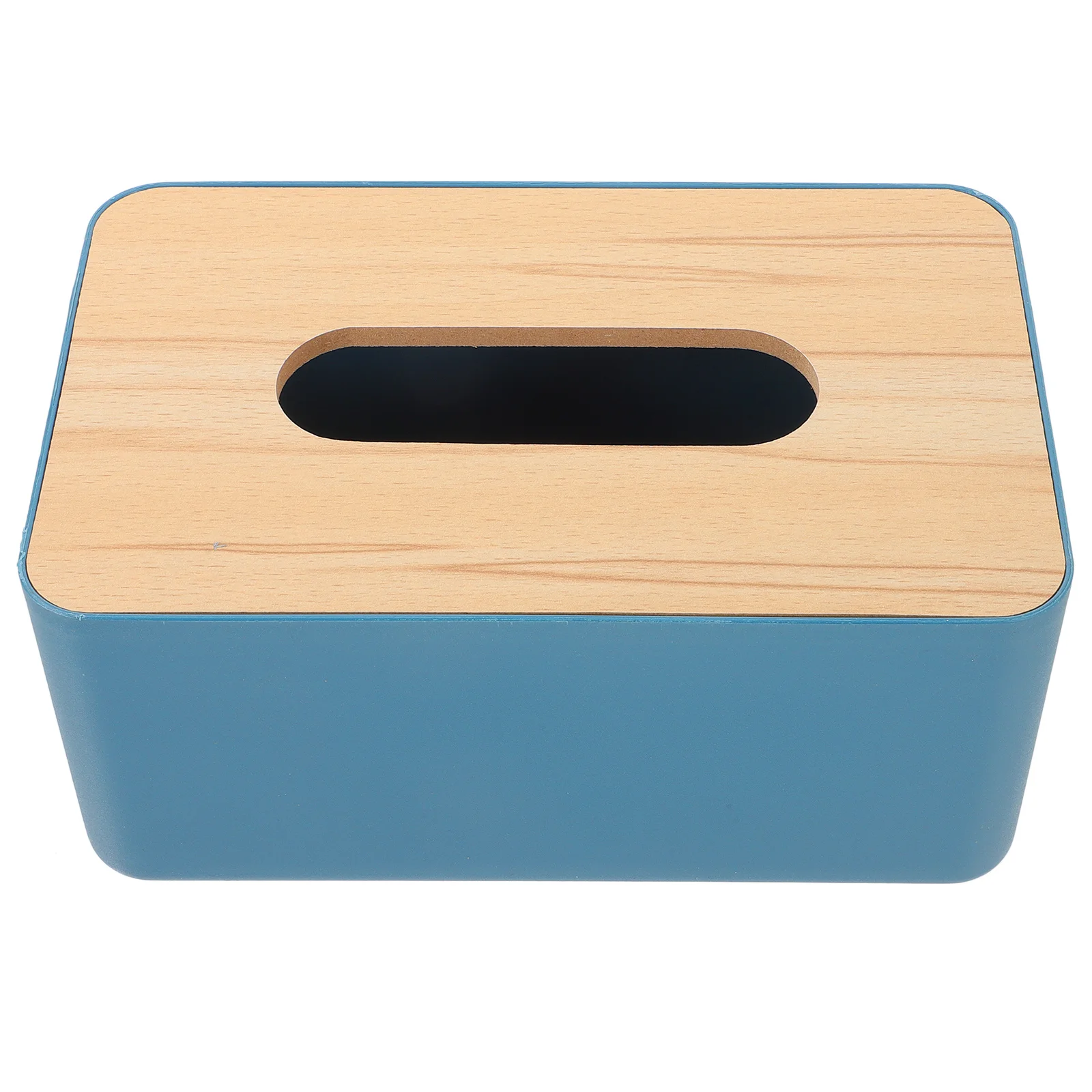 

Wooden Top Tissue Box Premium Plastic Facial Tissue Storage Case for Home Bathroom Napkin Organizer Elegant Design