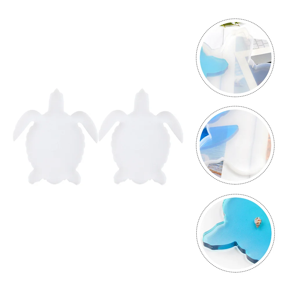 2 Pcs Turtle Coaster Mold Animal Epoxy Decor Sea DIY Supplies Silicone Craft Crystal Desktop