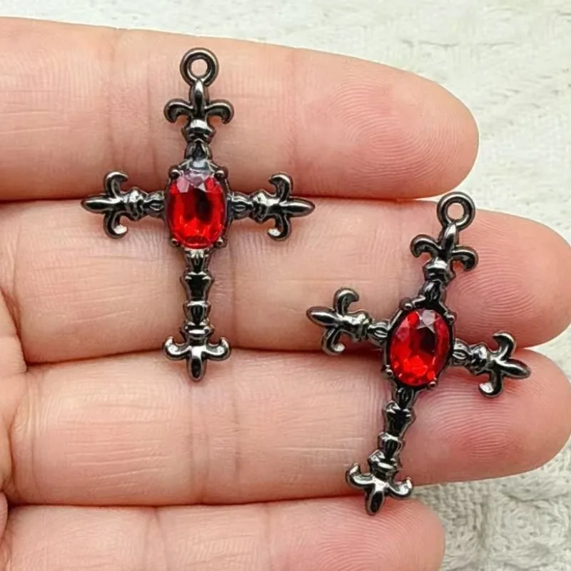 10pcs Gothic style black cross moon water droplet pendant accessories DIY bracelet earrings necklace keychain