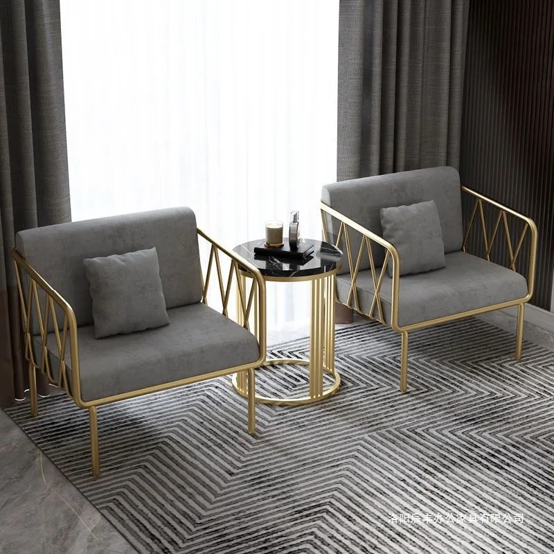 

Single sofa chair living room sofa coffee table combination modern simple light luxury gold