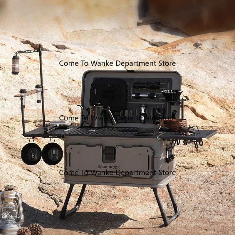 Outdoor Aluminum-Magnesium Alloy Storage Box Modified Box Camping Large Capacity Aluminum Box with Built-in Stand