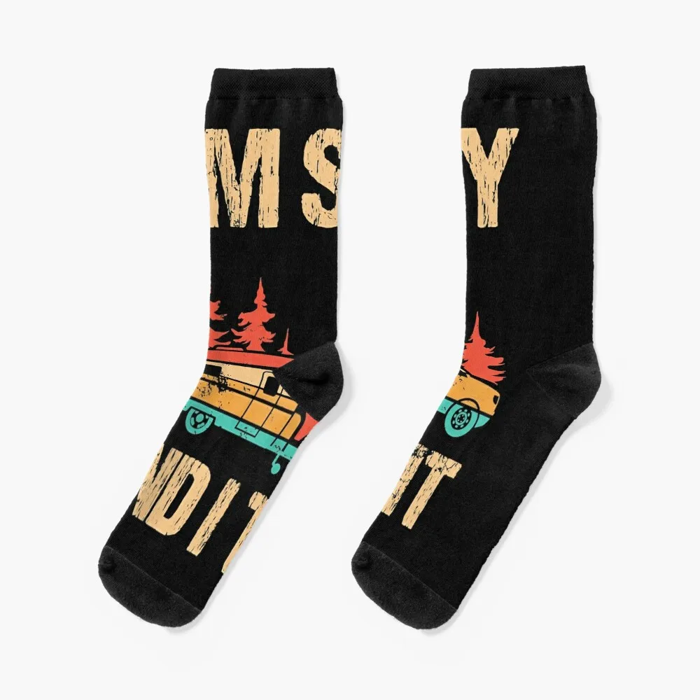 

I'm Sexy And I Tow It Bigfoot Camp Trees Hike Hiking Camping Socks Stockings man summer Woman Socks Men's