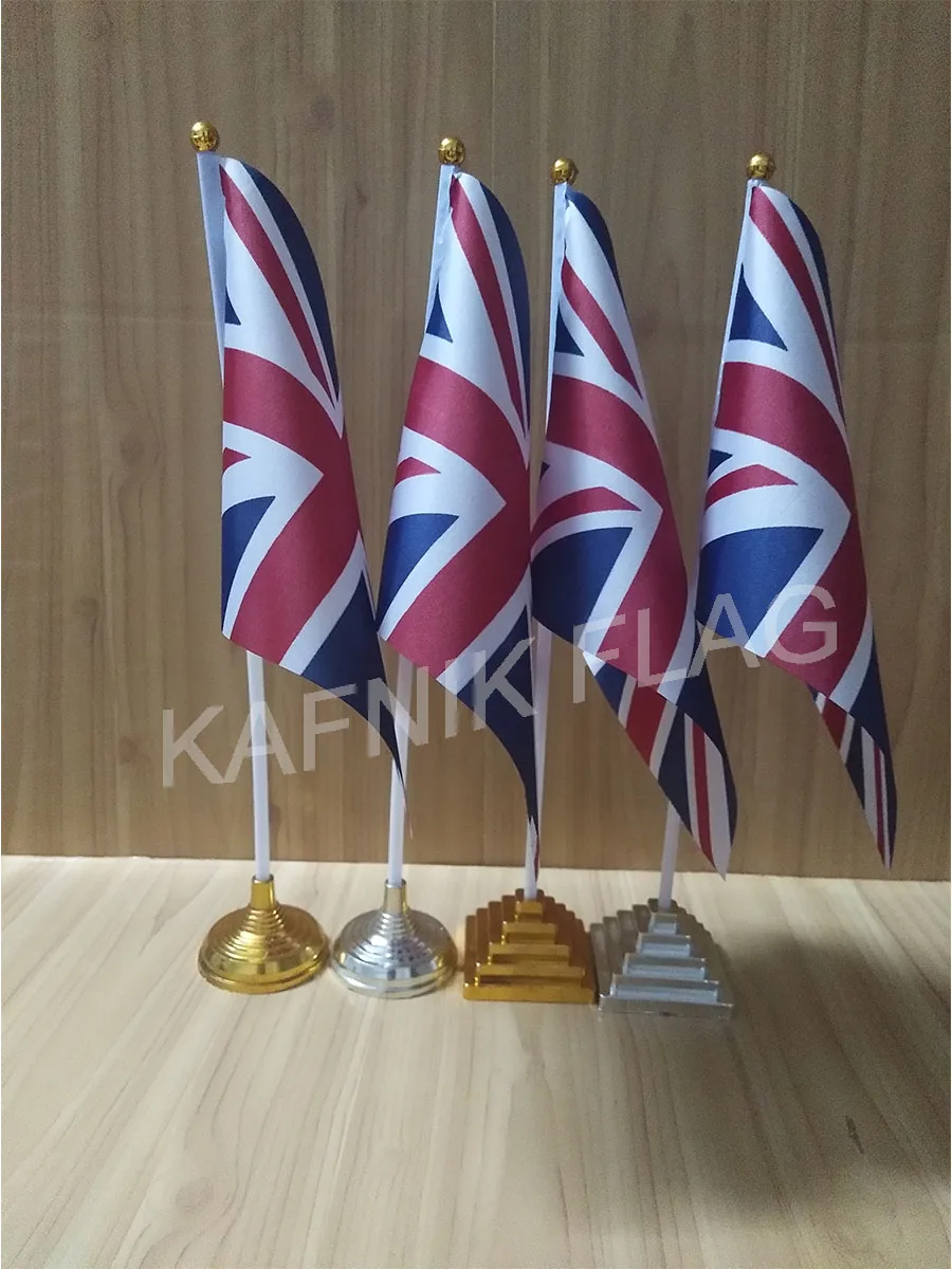 KAFNIK,5/10pcs a lot UK/United Kingdom table desk flag banner 14*21cm flag  /Plastic flags or suction cups for your choice