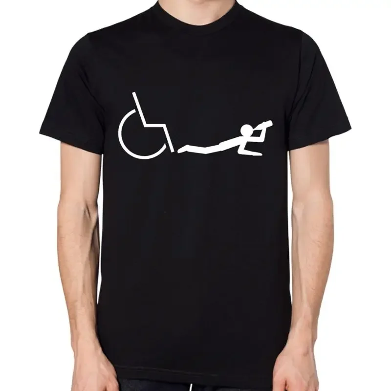 Disabled Wheelchair Drunk Person T Shirt Alcohol Drinking Top