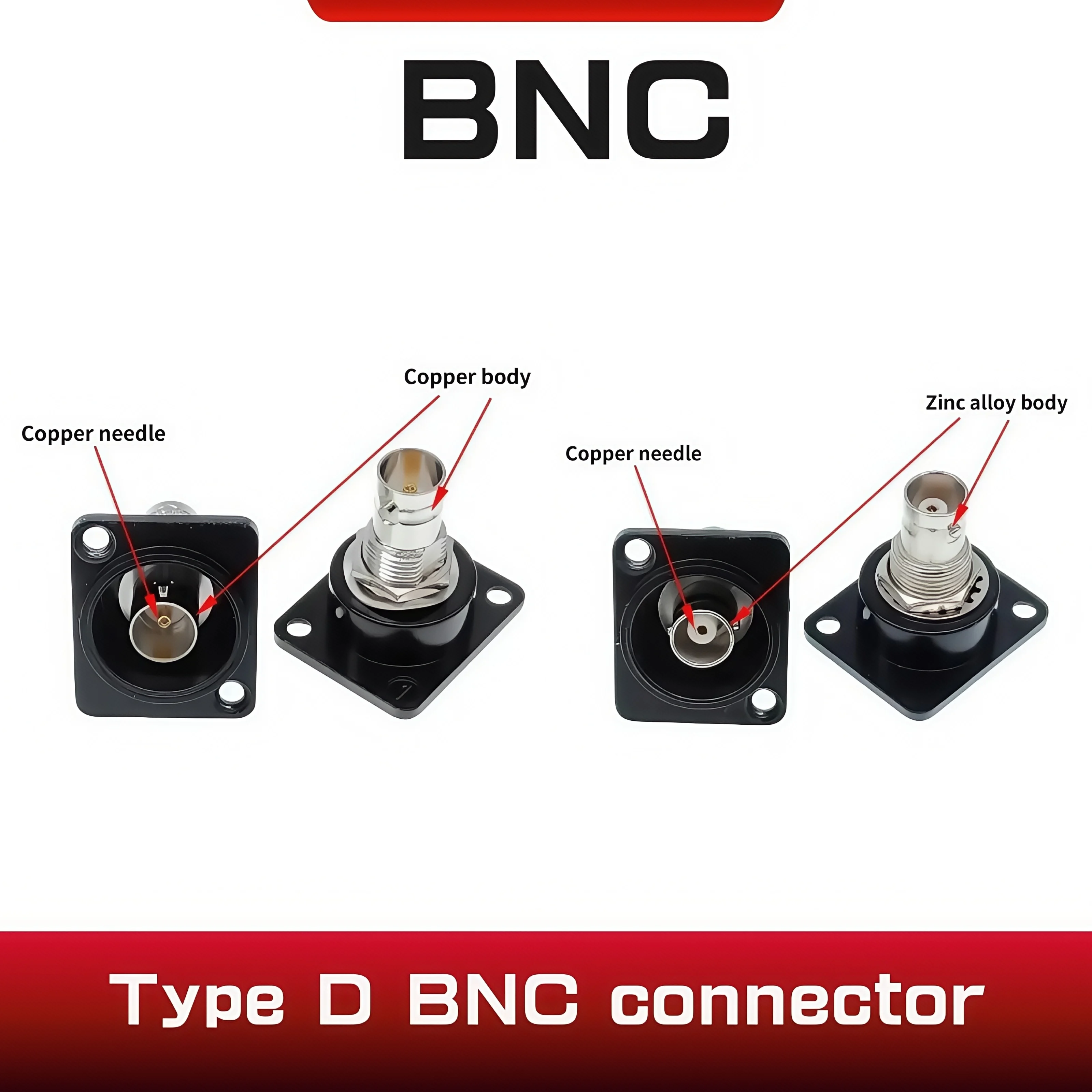 1Pc D-Type Double BNC Plug Connector Chassis Panel Mount Adapter Audio Monitoring Parts Female to Female Socket