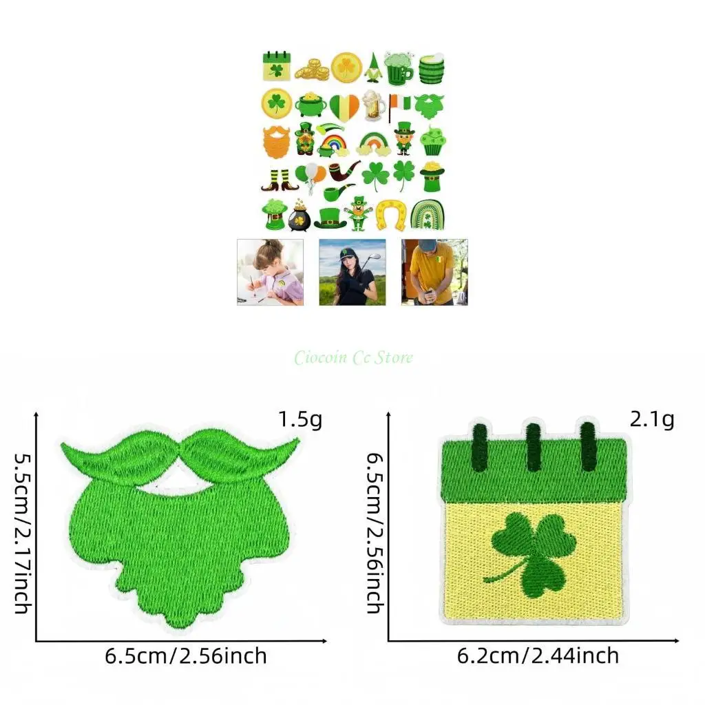

X90F 32Pcs Patrick's Day Embroidered Iron on Patches Applique for Clothing Jeans