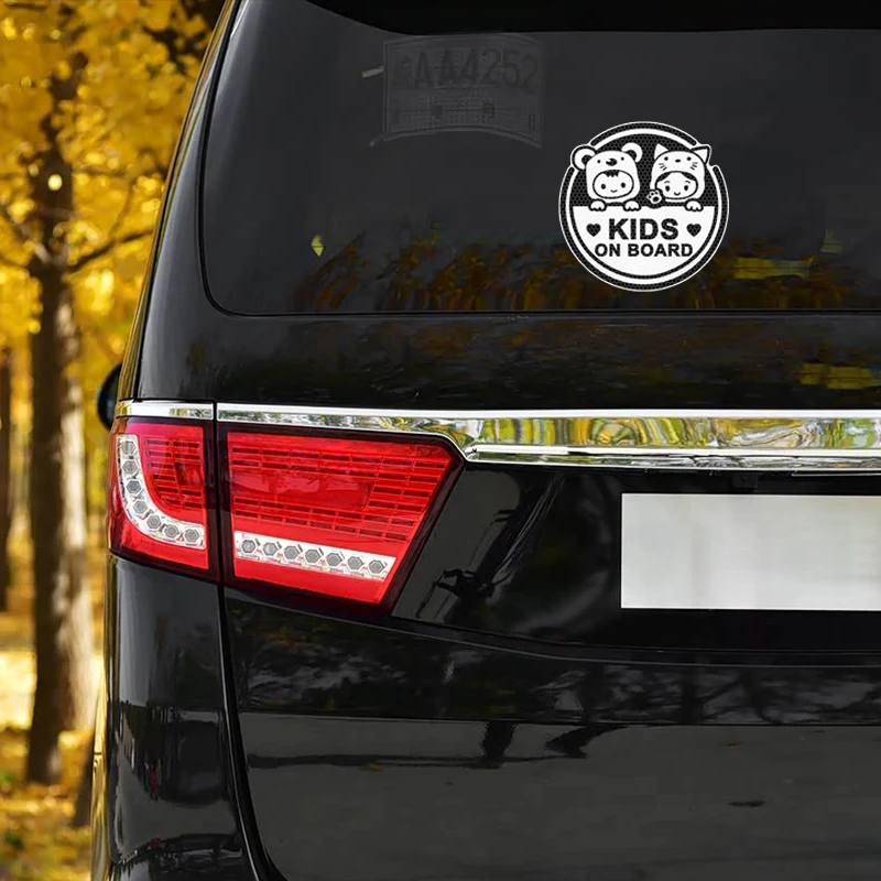 Baby On Board Car Decal Reflective Sticker Cartoon Safety Warning Rear Window Waterproof Night Visible Fit Toyota Honda BMW view 4