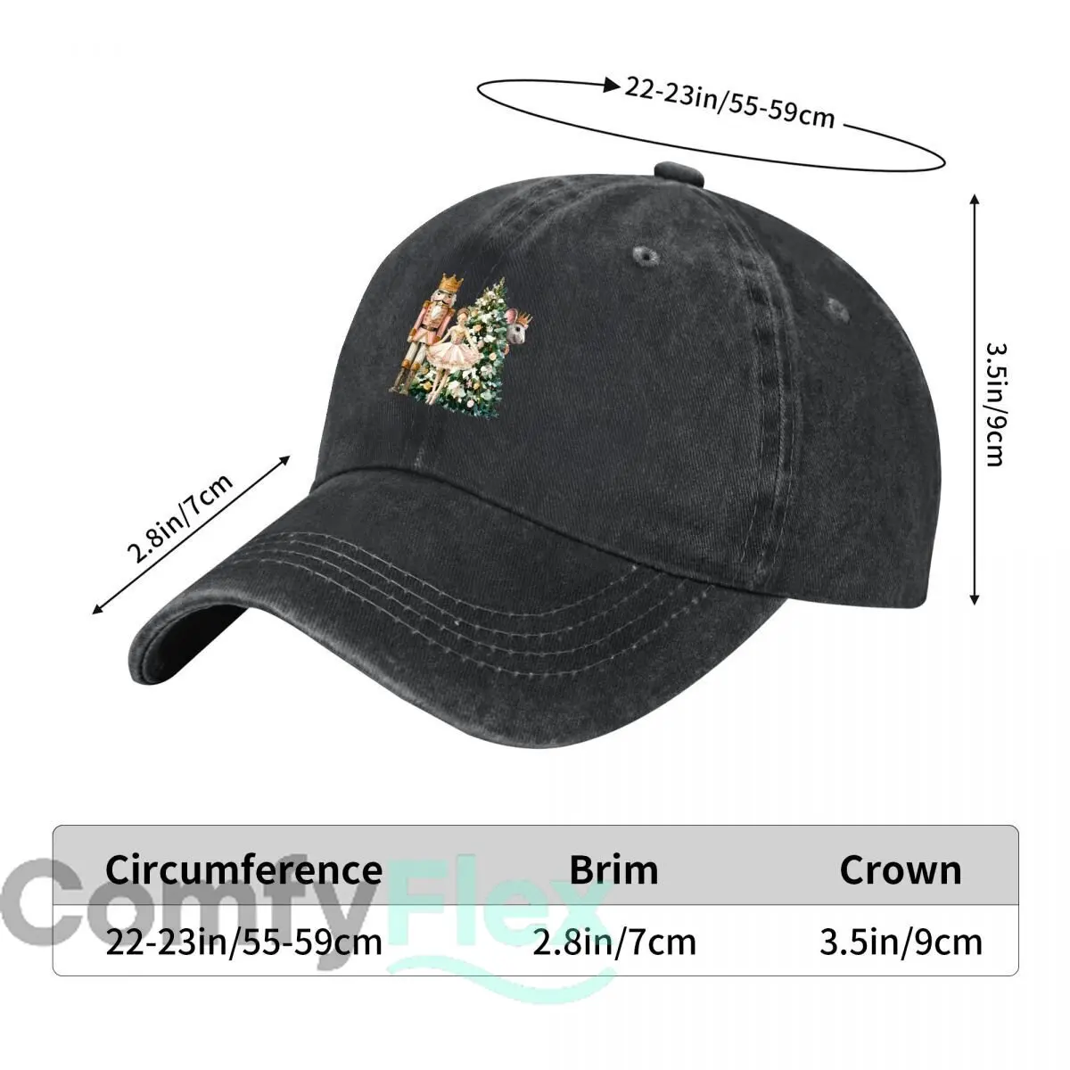 Christmas Nutcracker Sugar Plum Fairy Mouse Tree Baseball Cap Men Women Distressed Washed Sun Cap Outdoor Workouts Hat