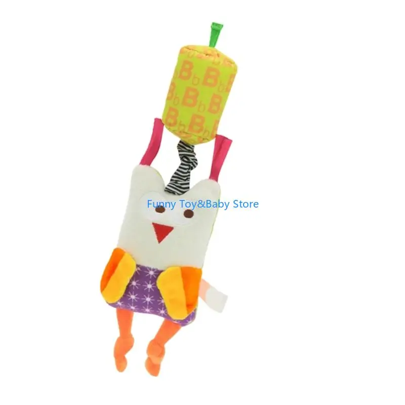 การ์ตูนสัตว์เปลเด็กแขวนของเล่นที่มีสีสันสัตว์สั่นยางกัดสำหรับการพัฒนาความรู้ความเข้าใจและกระตุ้นภาพC90B