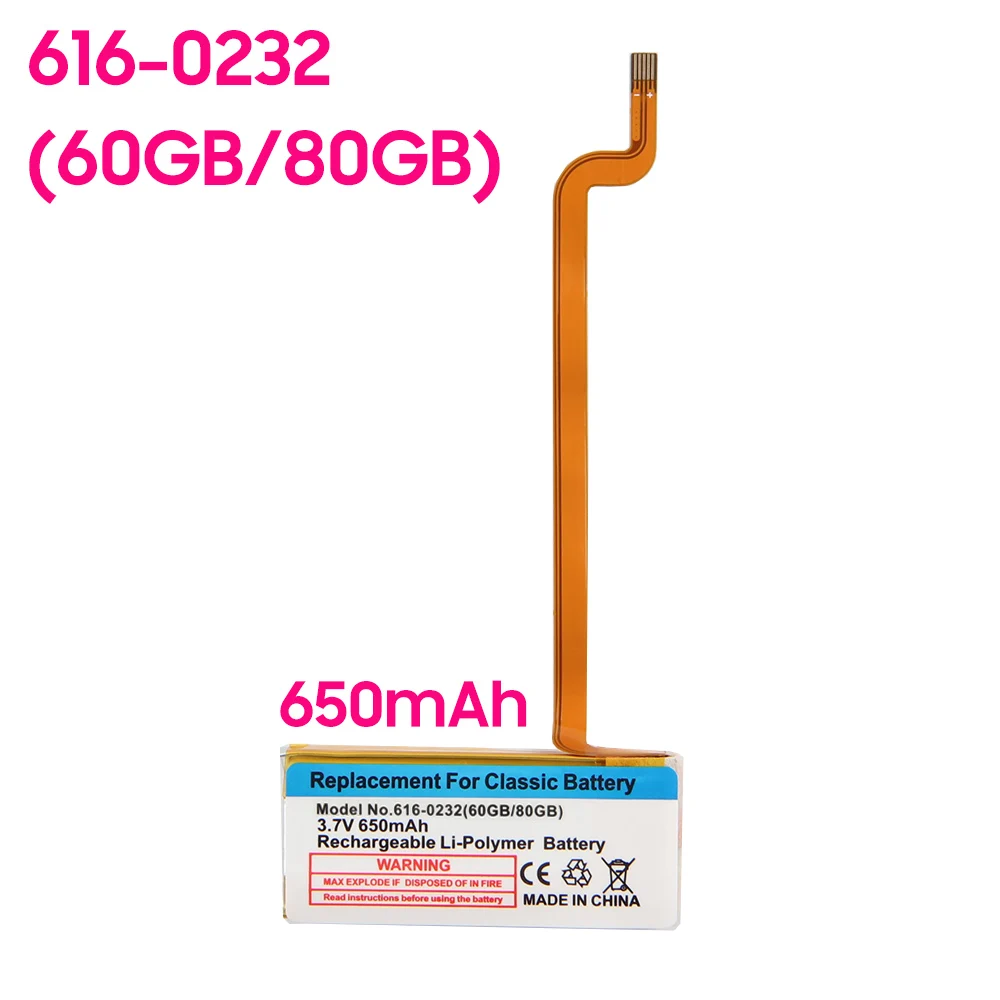 616-0232 Replacement Battery For ipod classic 6 7th gen Thick 160GB 80GB 60GB video A1136 616-0229 30GB Thin Batteries With Tool image 2