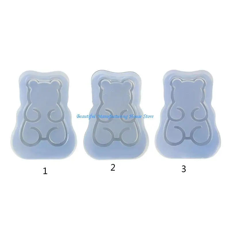 E56A Shiny Glossy Silicone Decoration Molds Little Bear Keychain Mold DIY Pendant Jewelry Epoxy Resin Crafting Molds