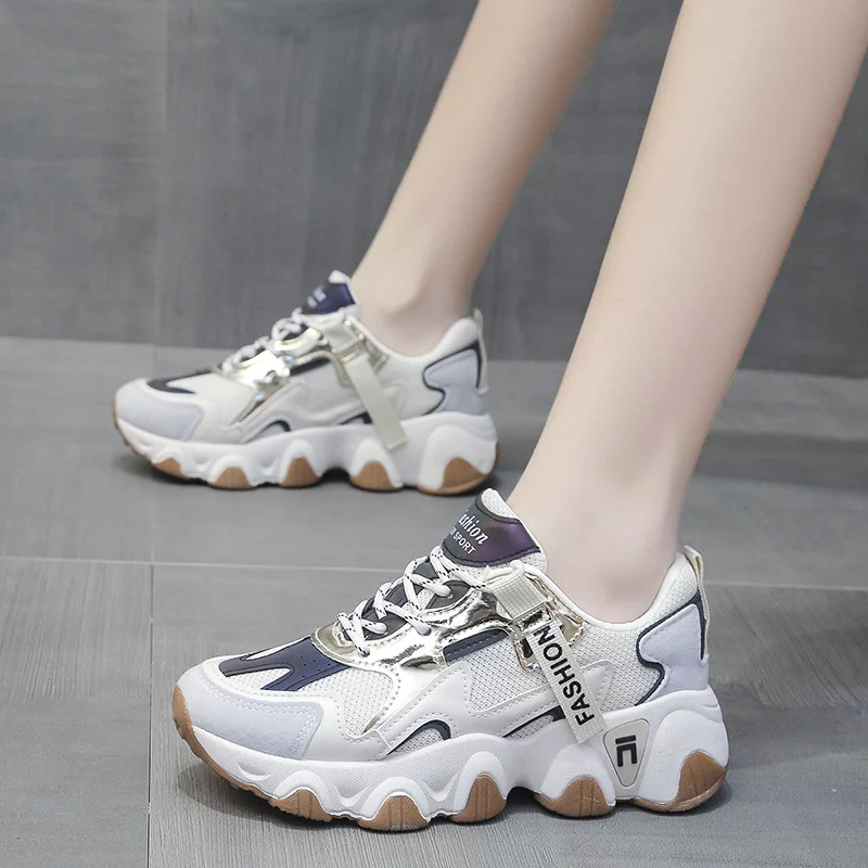 Women Sneakers Casual Platform Shoe2022 Fashion Korean Women Chunky Sneakers Platform Autumn Breathable Mixed Colors Women Shoes