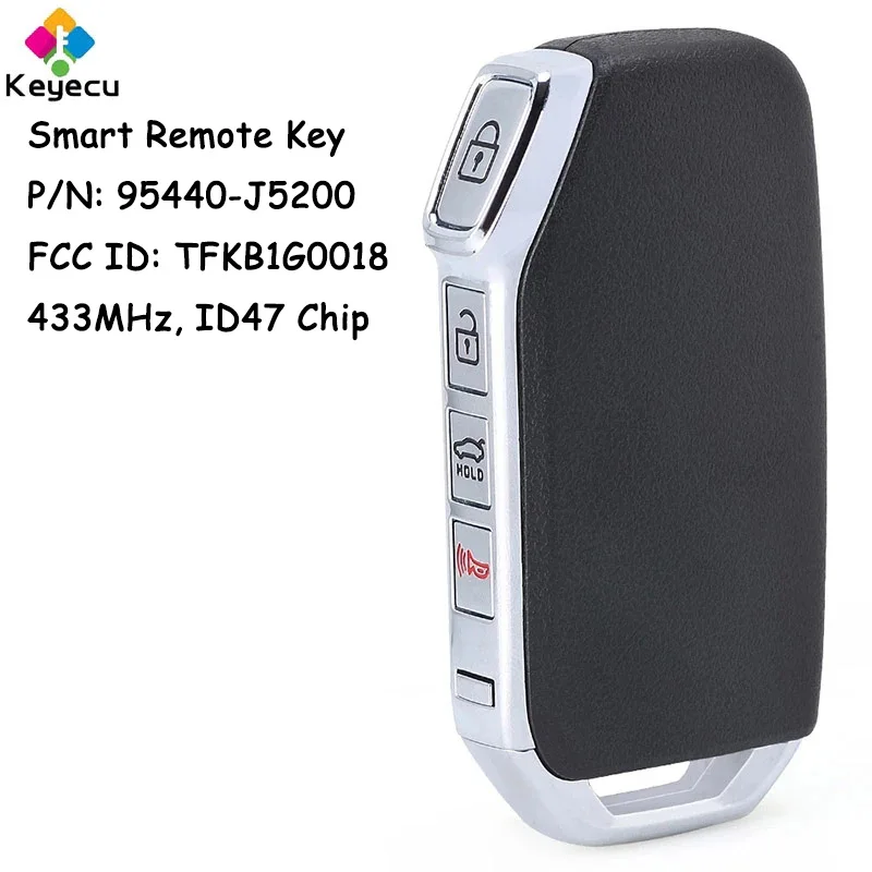 

KEYECU Keyless Go Smart Remote Car Key With 4 Buttons 433MHz ID47 Chip for Kia Stinger 2017 2018 2019 Fob 95440-J5200 TFKB1G0018