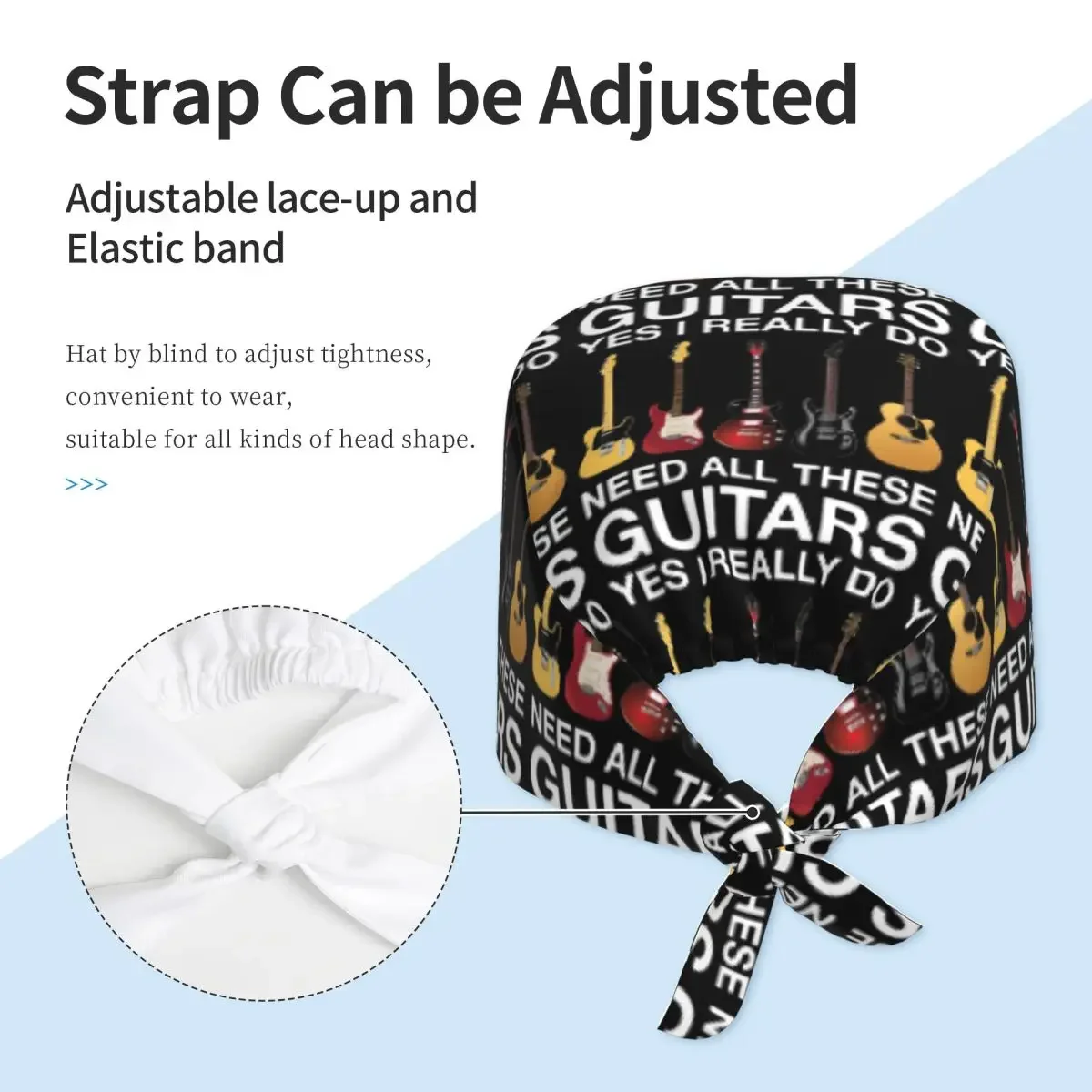 Yes I Really Do Need All These Guitars Scrub Hat Doctor Working Surgical Cap Men Women Adjustable Nursing Caps for Dentist
