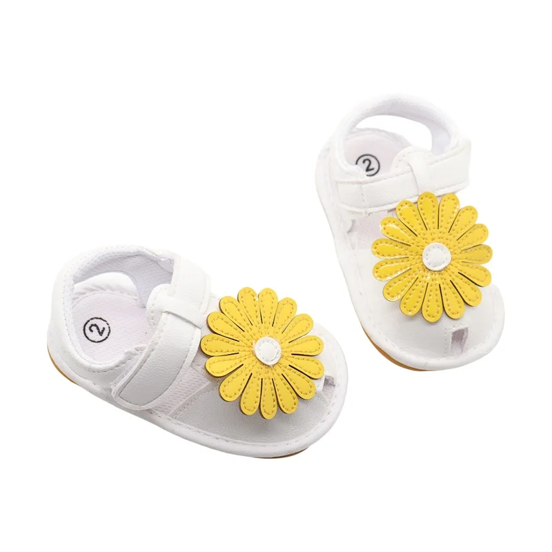 0-18M Infant Baby Girls Sandals Summer Flower Decor Anti-Slip Soft Sole Princess Shoes Beach Slipper Toddler First Walkers Shoes