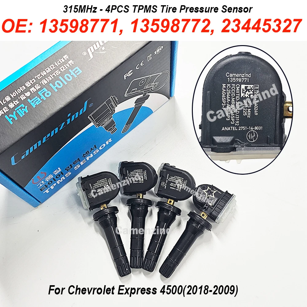 4 Sensores de Presión de Neumáticos TPMS 13598771 13598772 13586335 de 315MHz para Buick, Cadillac, Chevy Silverado, GMC 13516164 23445327