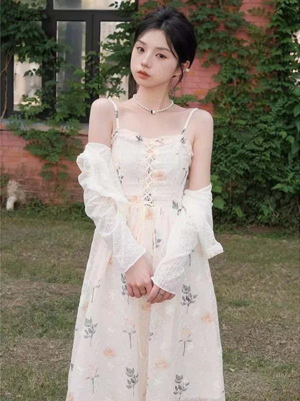 甘い花柄プリントマキシ丈スカート レディース 韓国風 Aラインスカート ロングスカート 快適なフィット感 夏 通勤スカート