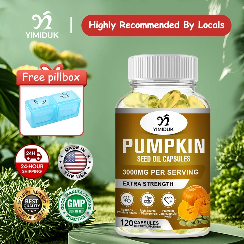 

Pumpkin Seed Oil Capsules, Support Healthy Prostate & Bladder Function, Promotes Cardiovascular Health, Scalp Health, Non-GMO