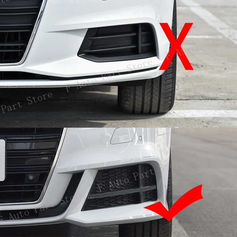 2PCS For Audi A3 8V S-Line Sedan Sportback Convertible 2017 2018 2019 Front Bumper Fog Light Lamp Trim Grille Cover Frame Bezel