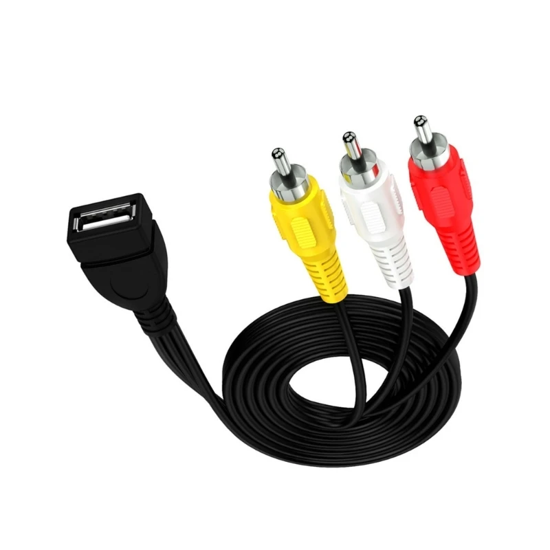 USB A Female to 3RCA omposite Adapter Converter Cable Cord Component Lead 3RCA