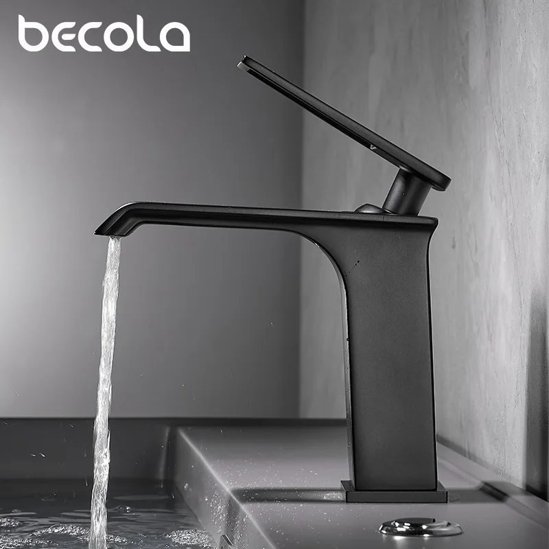 

Becola Waterfall Bathroom Faucets Brass Black Basin Taps Water Sink Faucet Creative Deck Mounted Hot And Cold Mixer Tap