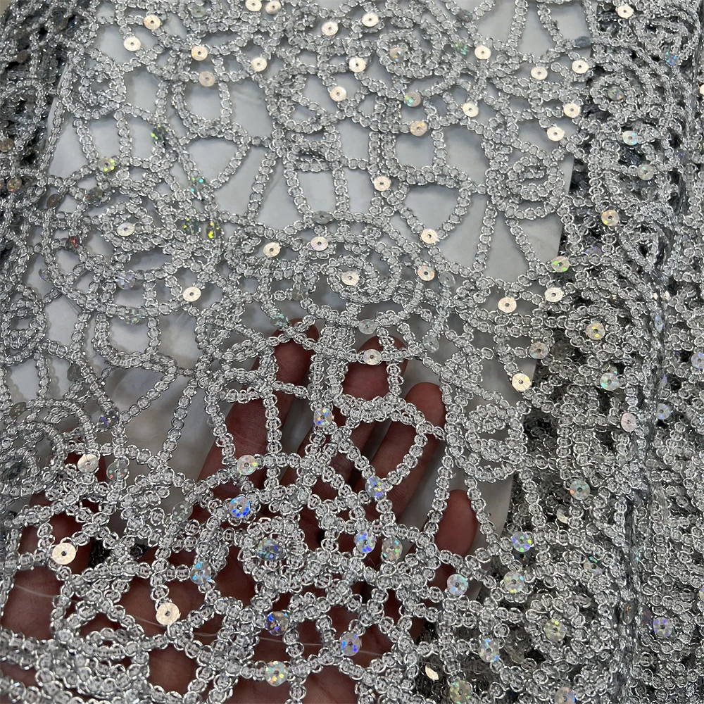 High quality handcut embroidered African fabric lace for wedding 5 Yards pure gold swiss voile lace for party PS0028