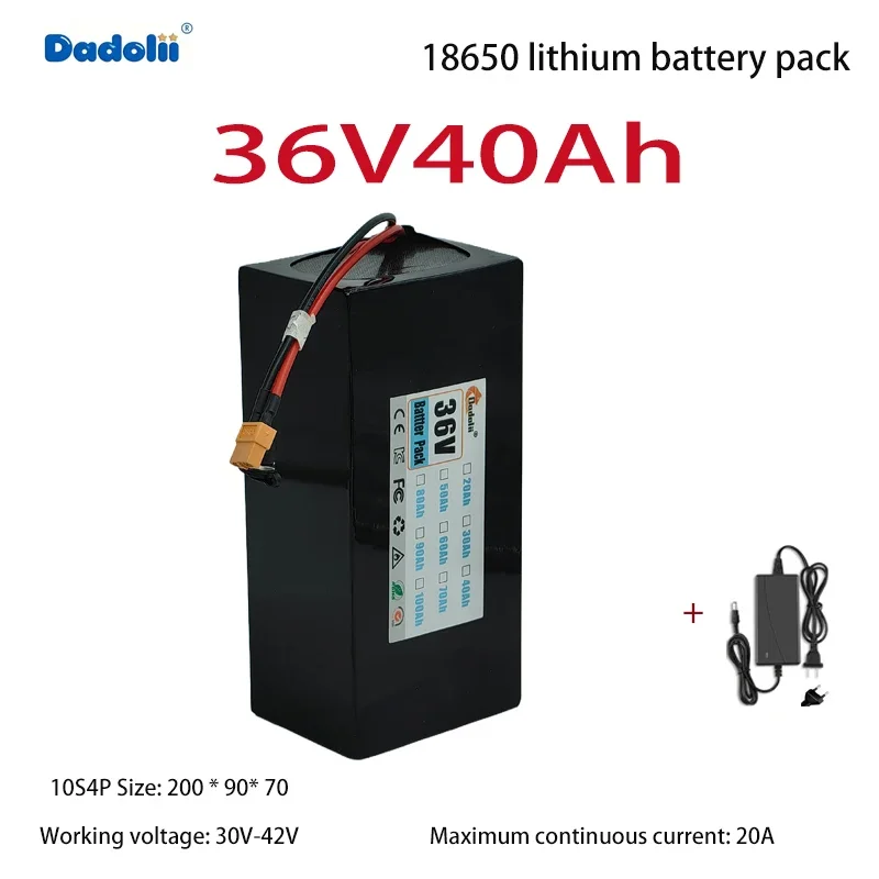 10S4P 36V40Ah حزمة بطارية ليثيوم ذات سعة كبيرة، خلايا بطارية جديدة مع عمر طويل وأداء مستقر #5