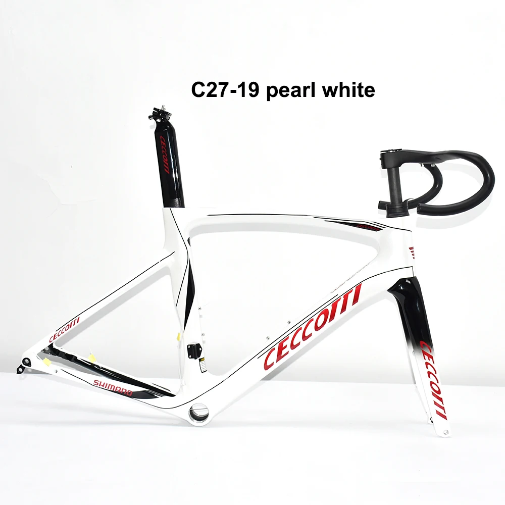 Full Hidden Cable Carbon Frame, T47, Bottom Bracket, Road Bike, Disc Brake, Bicycle Frameset, Handlebar for Race, 160mm