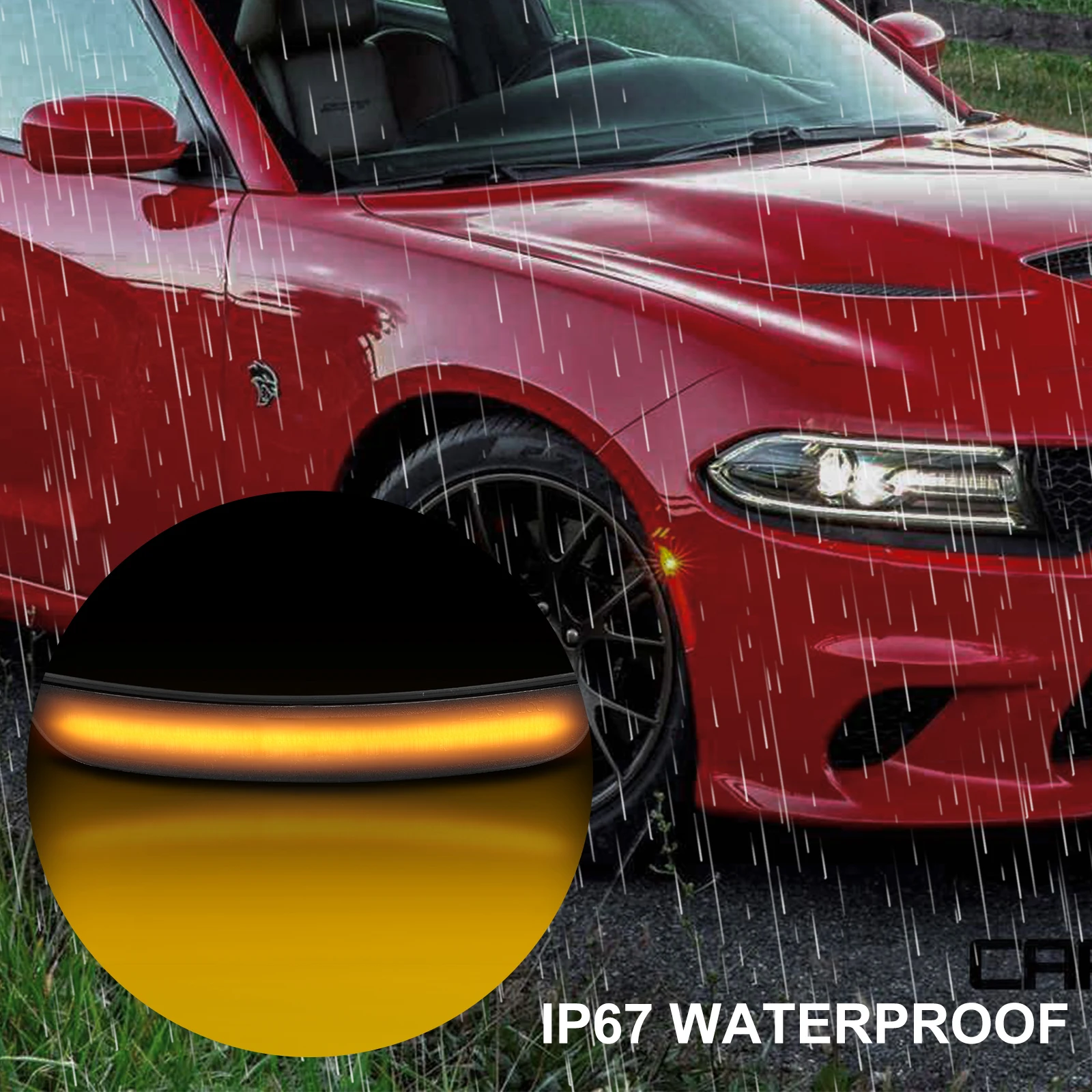 

4Pcs Front Rear LED Car Side Marker Lights Lamps Smoked Lens for DODGE CHARGER 2015 2016 2017 2018 Turn Signal Lamp Auto Parts