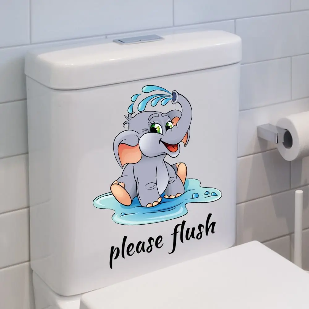 

Multipurpose Elephant Elephant Playing Water Stickers Playing Water Lovely Elephant Toilet Decals PVC Cartoon Room Wallpaper