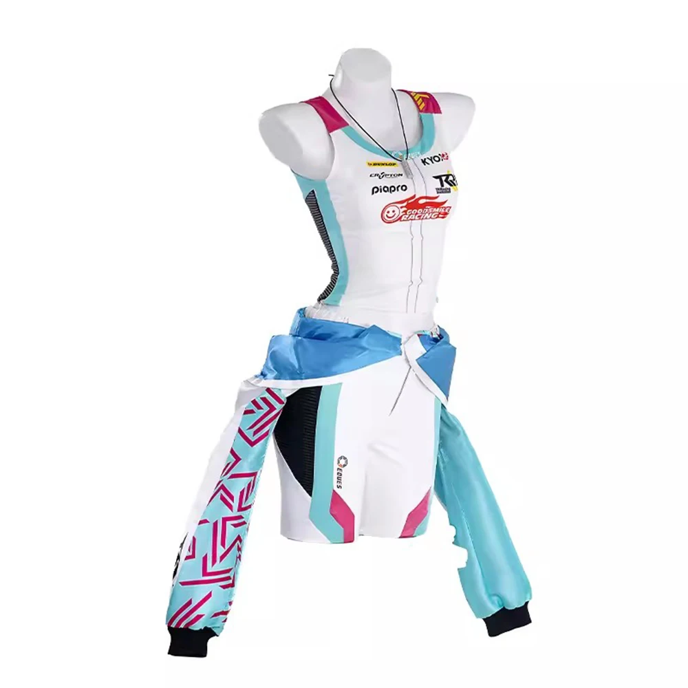 Mikuuu Cosplay Racing Costume Women 2024 Racing Suit Costume Mikku Cosplay Hat Headphone Bodysuit Wig Halloween cosplay costume